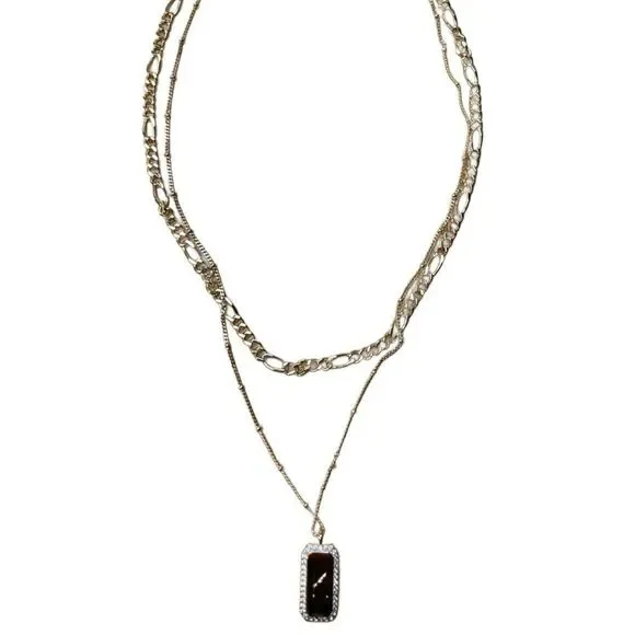 Gold Initial 'K' Pendant Double Necklace w/Faux Diamonds Costume Jewelry - Picture 11 of 14